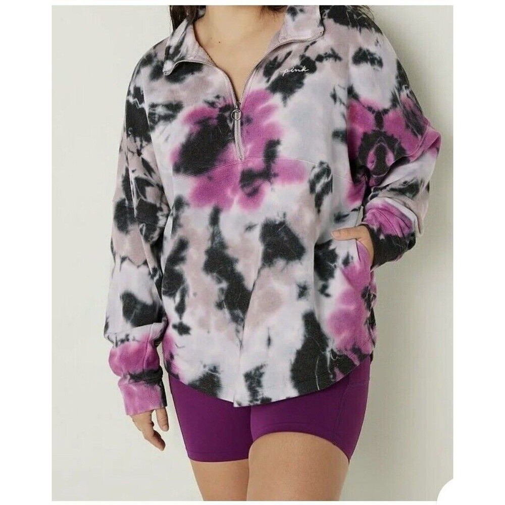 Victoria’s Secret PINK Tie Dye 1/4 Zip Pullover Sweatshirt Womens XS